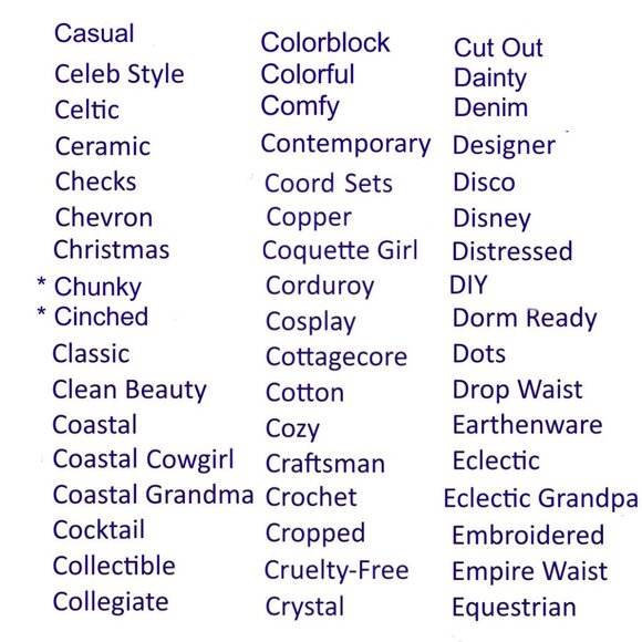 STYLE TAG LIST Updated 9-30-24 - Print the Photos - Description Listing Help - Picture 3 of 10